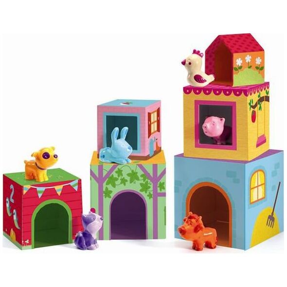 Djeco Zbuduj wieżę ze zwierząt Cubes Topanifarm