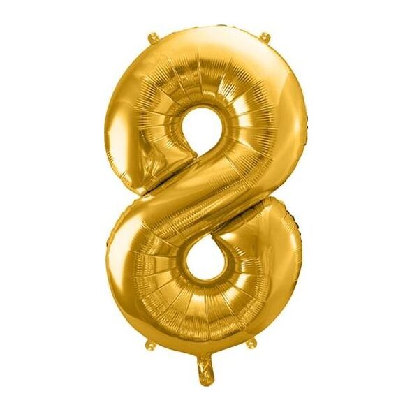 Party Deco Balon foliowy Cyfra "8", 86cm, złoty uniwersalny