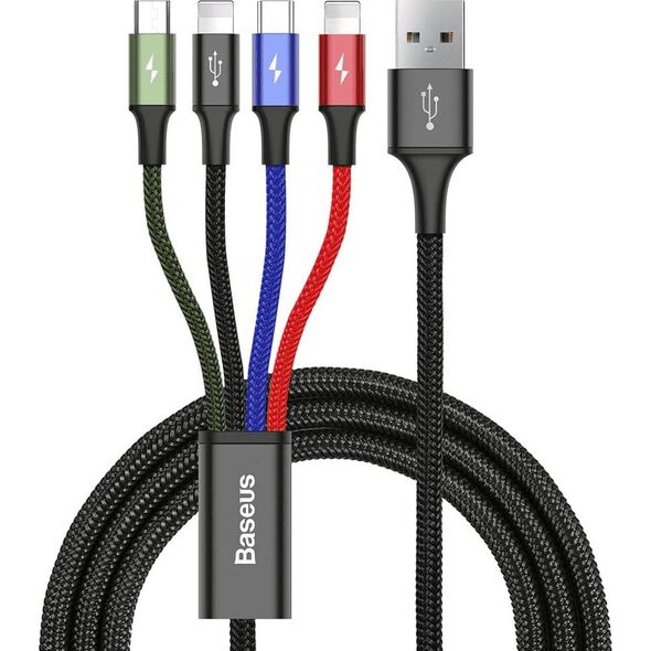 Kabel USB Baseus USB-A - USB-C + microUSB + 2x Lightning 1.2 m Czarny (CA1T4-A01)