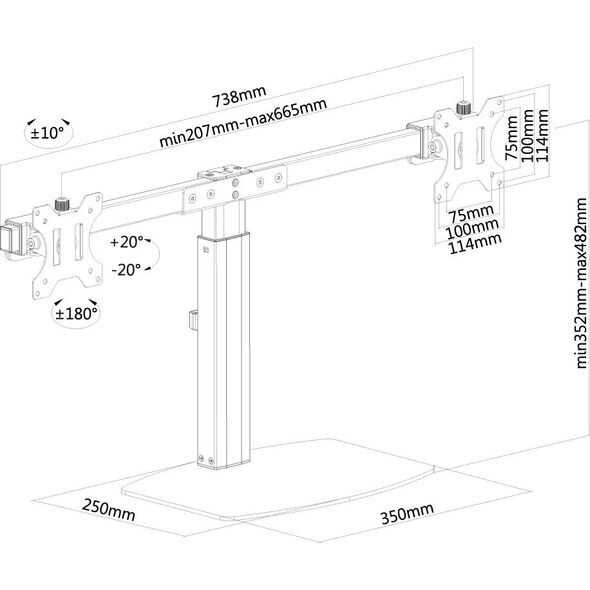 Neomounts Stojak biurkowy na 2 monitory 10" - 27" (FPMA-D865DBLACK)