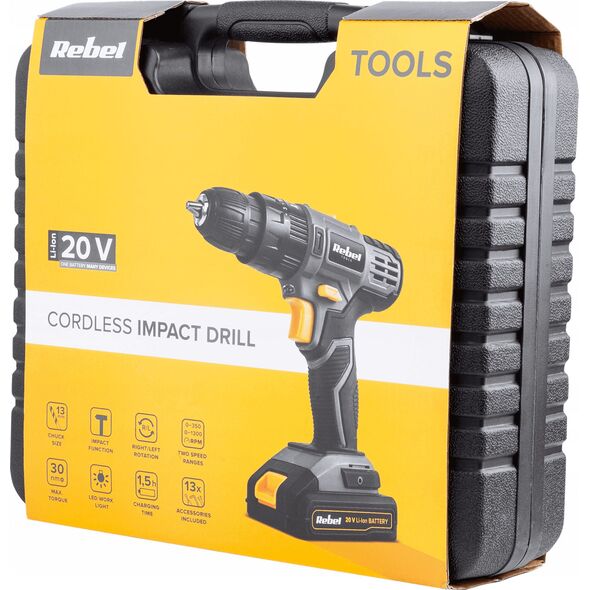 Wiertarko-wkrętarka Rebel Tools RB-1002 20 V 1 x akumulator 2 Ah
