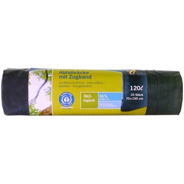 Secolan 1x10 Secolan Duty Heavy Garbage Bags, drawstring 120 l grey/sw