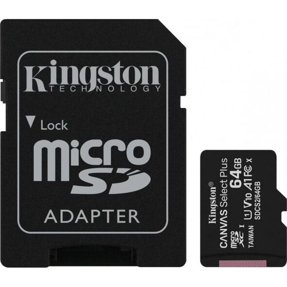 Karta Kingston Canvas Select Plus MicroSDXC 64 GB Class 10 UHS-I/U1 A1 V10 (SDCS2/64GB)