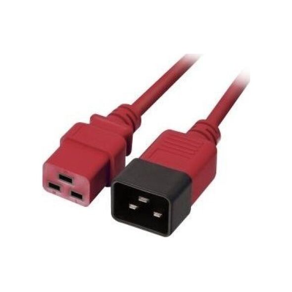 Kabel zasilający Lindy Lindy IEC-Netzverlängerung C19 auf C20 rot 2m extern bulk