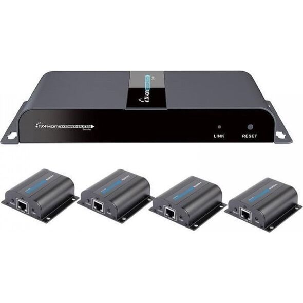 System przekazu sygnału AV Techly Extender Splitter HDMI 1x4 1080p60Hz po Skrętce Cat6 do 40m (IDATA EX-HL41TY)