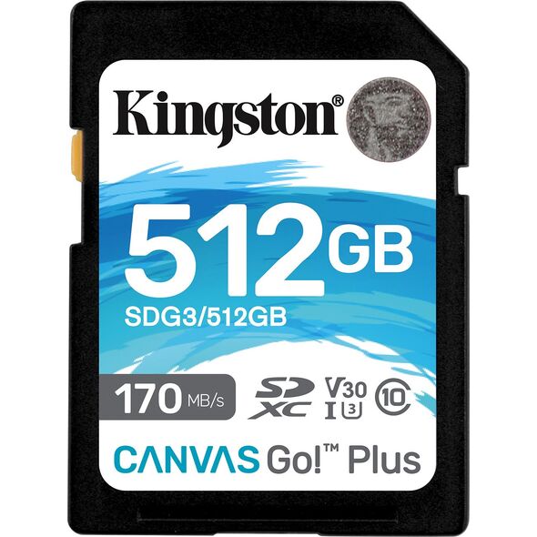 Karta Kingston Canvas Go! Plus SDXC 512 GB Class 10 UHS-I/U3 V30 (SDG3/512GB)