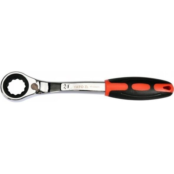 Yato `Klucz oczkowy odgięty z grzechotkš 24mm, CRV, 42-48 HRC, 72T