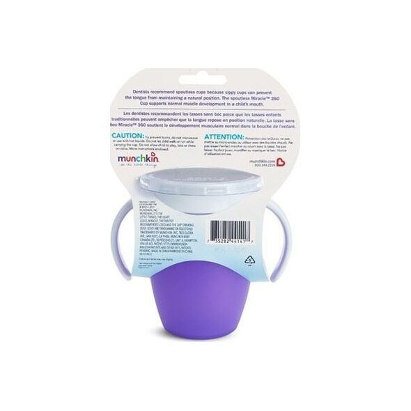Munchkin Kubek niekapek 360 Treningowy z uchwytami 207ml fioletowy