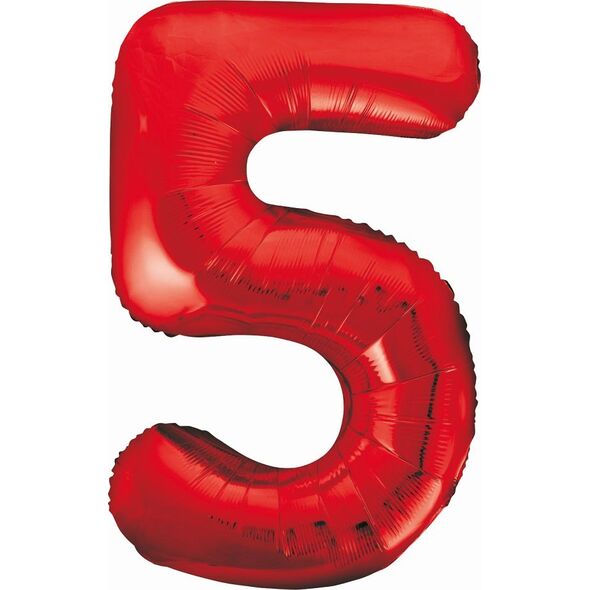 GoDan Balon foliowy Cyfra 5 czerwona, 85cm