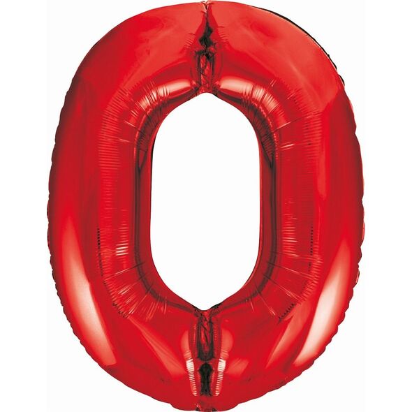 GoDan Balon foliowy Cyfra 0, czerwona, 85cm