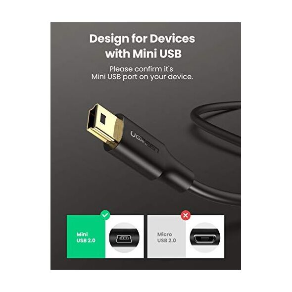Kabel USB Ugreen USB-A - miniUSB 3 m Czarny (10386)