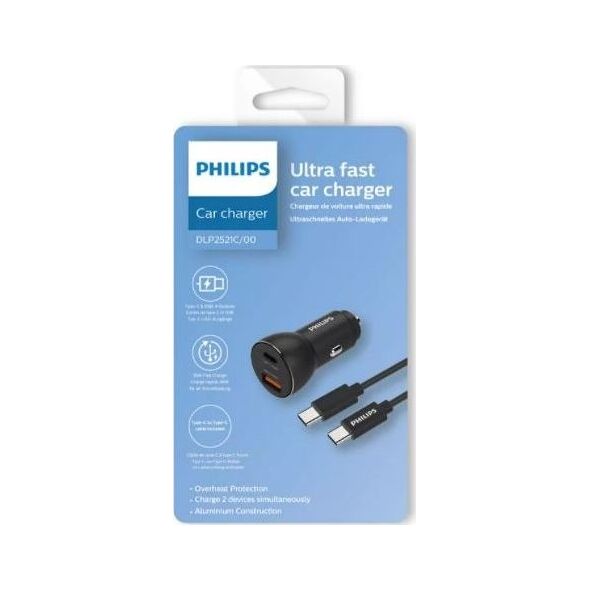 Ładowarka Philips 1x USB-A 1x USB-C 3 A  (DLP2521C/00)