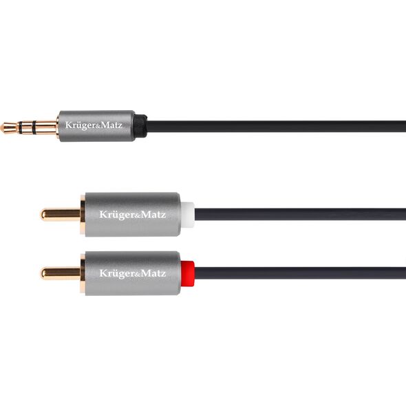 Kabel Kruger&Matz Jack 3.5mm - RCA (Cinch) x2 1m srebrny (KM1218)