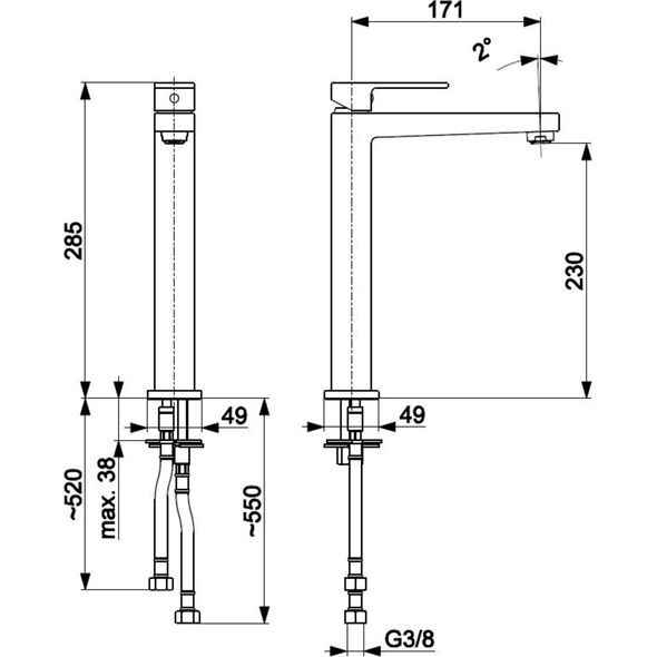 Bateria umywalkowa KFA Logon stojąca chrom (5132-612-00)