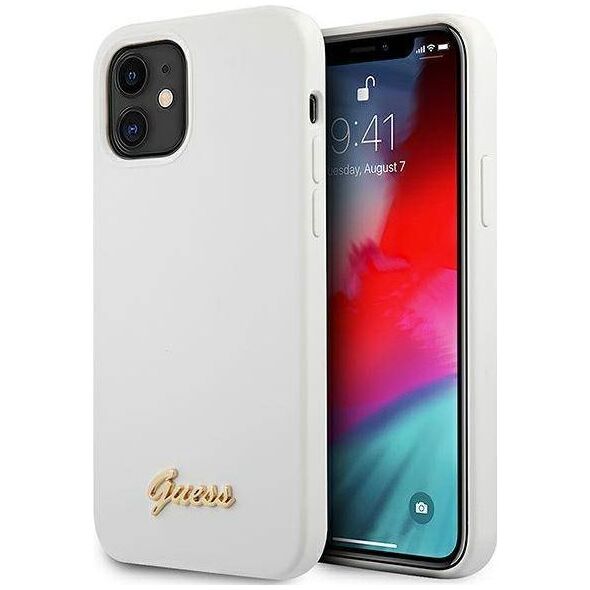 Guess Etui Guess GUHCP12SLSLMGWH Apple iPhone 12 mini biały/white hardcase Metal Logo Script