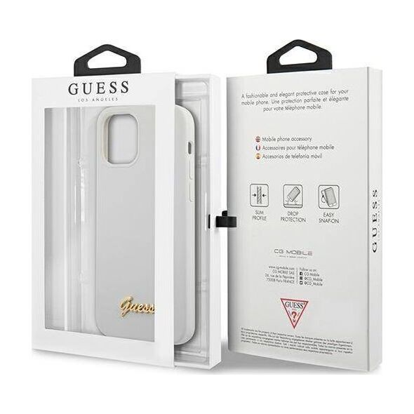 Guess Etui Guess GUHCP12SLSLMGWH Apple iPhone 12 mini biały/white hardcase Metal Logo Script