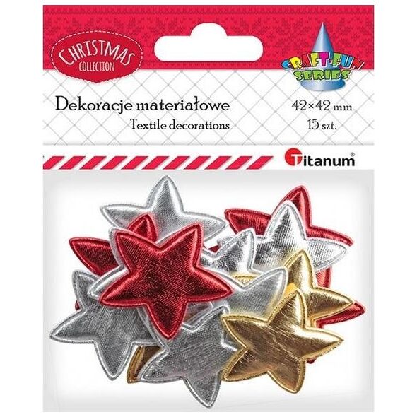 Titanum Ozdoba materiałowa Gwiazdki mix 15szt BN