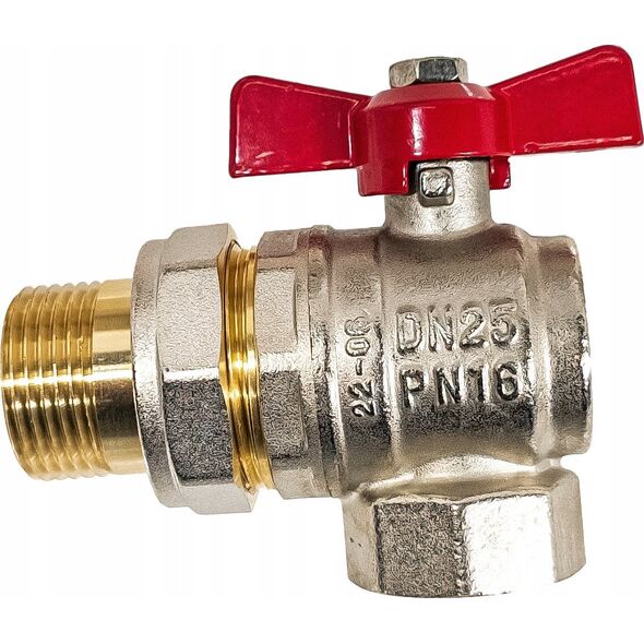 Invena ZAWOR WODA KATOWY ZE SRUBUNKIEM DN-25 CZER
