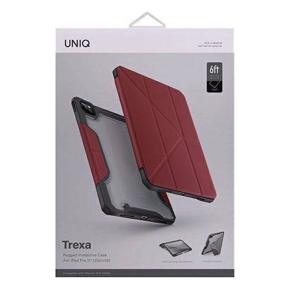 Etui na tablet PanzerGlass Etui UNIQ Trexa Apple iPad Pro 11 2020/2021 (2. i 3. generacji) Antimicrobial czerwony/red