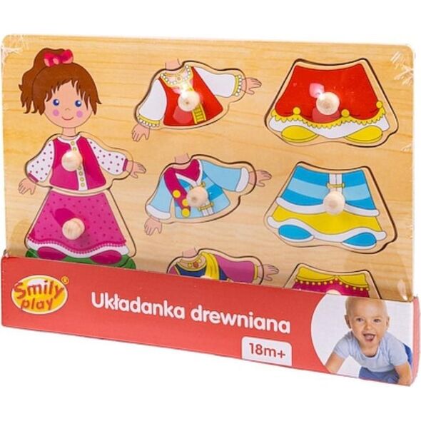 Smily Play Układanka drewniana Ubierz dziewczynkę uchwyty