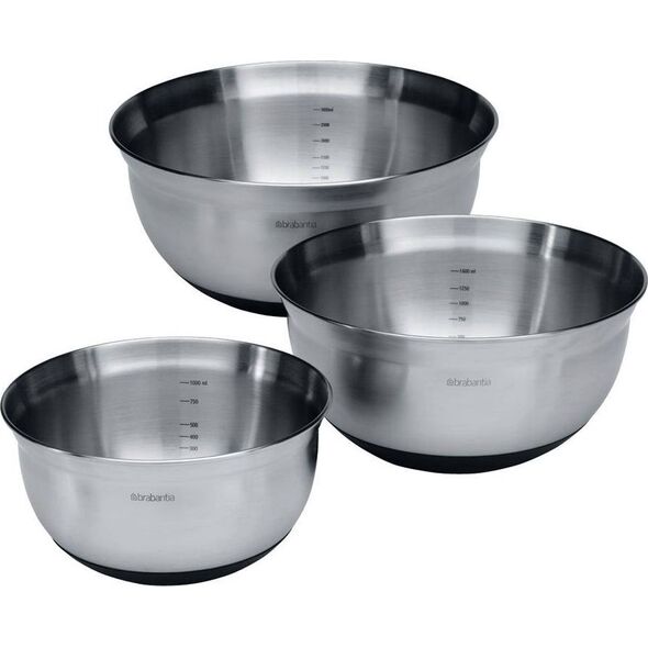 Brabantia Brabantia Mixing Bowl Set steel matt black, 1, 1.6 & 3 litre