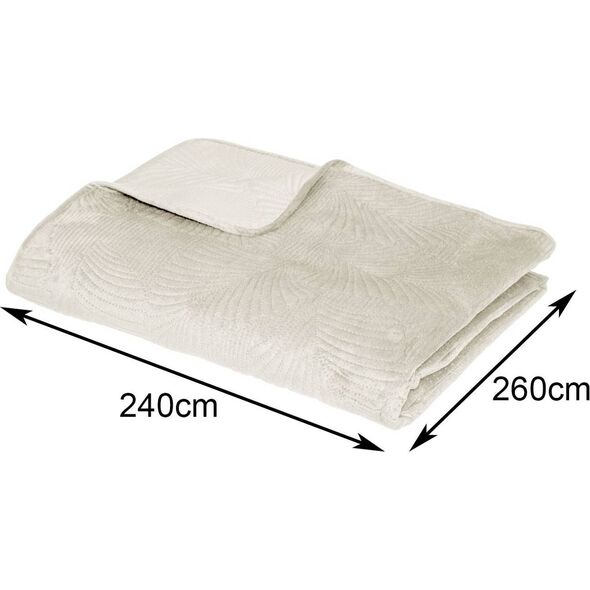 Dekoracja domu Narzuta Leaf Ivory 240x260 cm welurowa