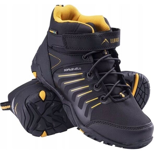 Elbrus OUTDOOR ERIMLEY MID WP TEEN BLACK/DARK TILE BLUE/ORANGE 36
