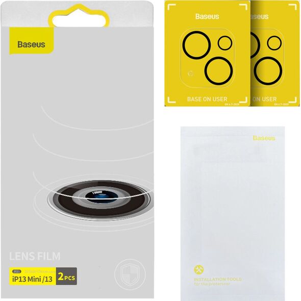Baseus Baseus szkło hartowane na cały aparat Apple iPhone 13/13 mini [2 PACK]