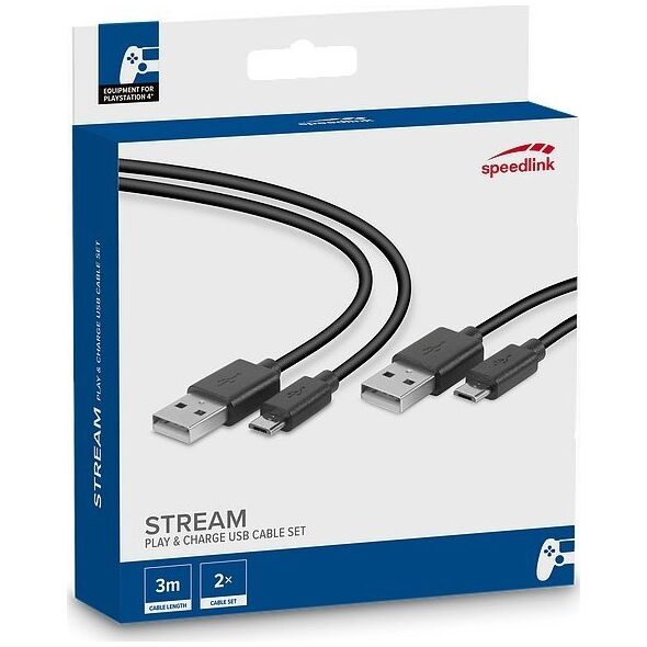 Speedlink STREAM Play & Charge USB Cable Set - for PS4, black