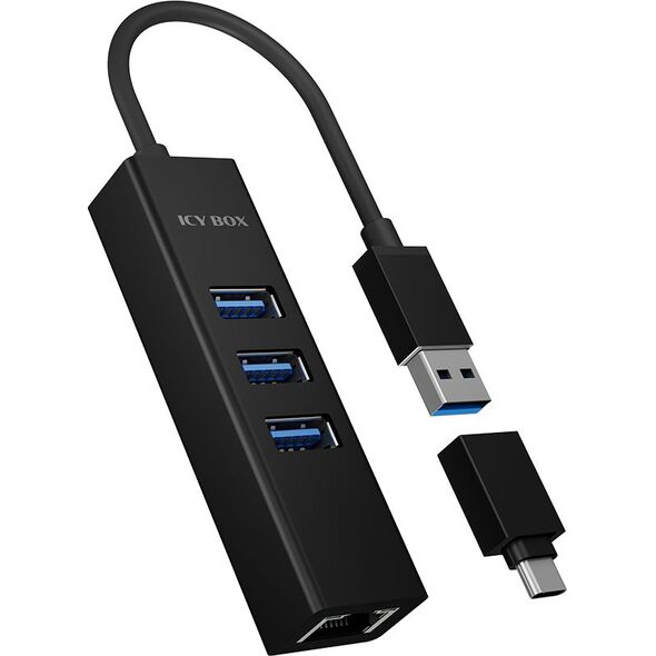 HUB USB Icy Box 1x RJ-45  + 3x USB-A 3.2 Gen1 (IB-HUB1419-LAN)