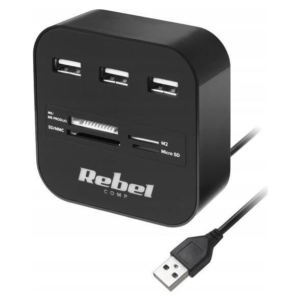 HUB USB Rebel 1x SD 1x M2 1x microSD 1x MS PRO Duo  + 3x USB-A 2.0 (KOM1020)