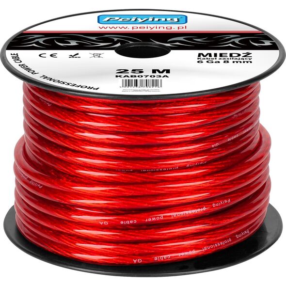 Cabletech Kabel samochodowy 6Ga OD8mm CU 25m