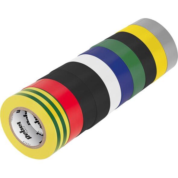 Rebel Komplet taśm izolacyjnych klejących REBEL (10 szt. - 0,13 mm x 19 mm x 20 yd) mix kolorów