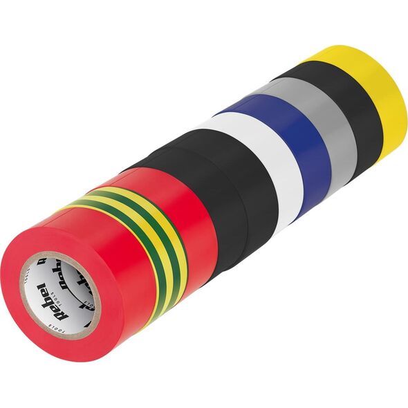 Rebel Komplet taśm izolacyjnych klejących REBEL (10 szt. - 0,13 mm x 19 mm x 10 yd) mix kolorów