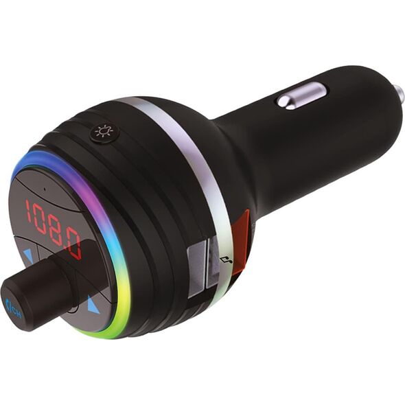 Transmiter FM PeiYing Transmiter samochodowy FM z funkcą bluetooth i dwoma gniazdami USB