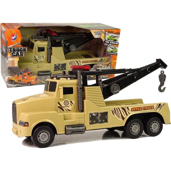 LeanToys Auto Ciężarówka Holownik Pomoc Drogowa 1:10 Lina Wojskowy Brązowy
