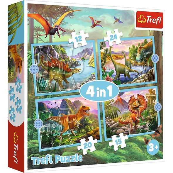 Trefl Puzzle 4w1 Wyjątkowe dinozaury TREFL