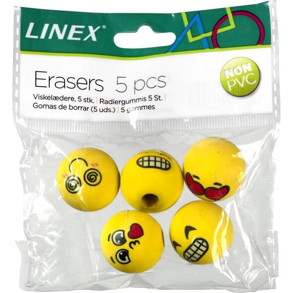 Linex Gumki na ołówek LINEX EMOJI opakowanie 5szt 400114751