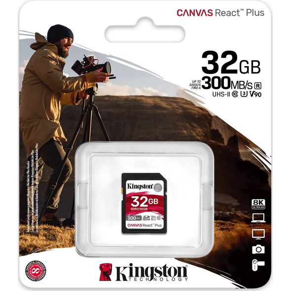Karta Kingston Canvas React Plus SDHC 32 GB Class 10 UHS-II/U3 V90 (SDR2/32GB)