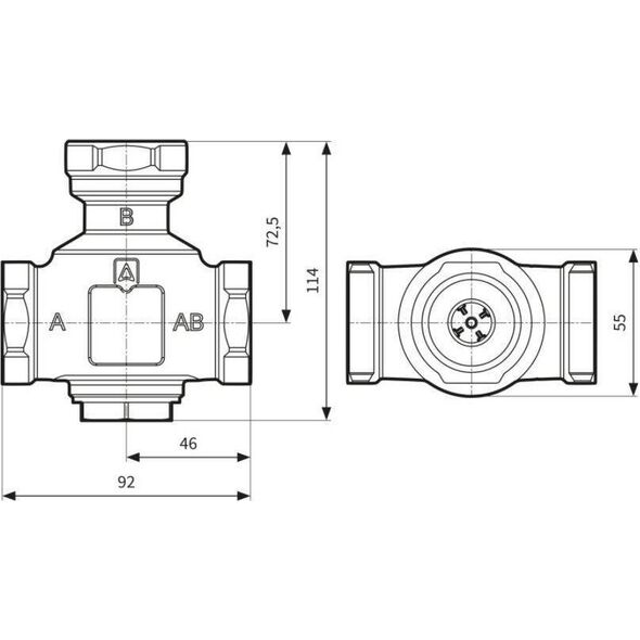 Afriso Zawór temperaturowy ATV 333, DN25, Rp1", kvs 9, 45°C