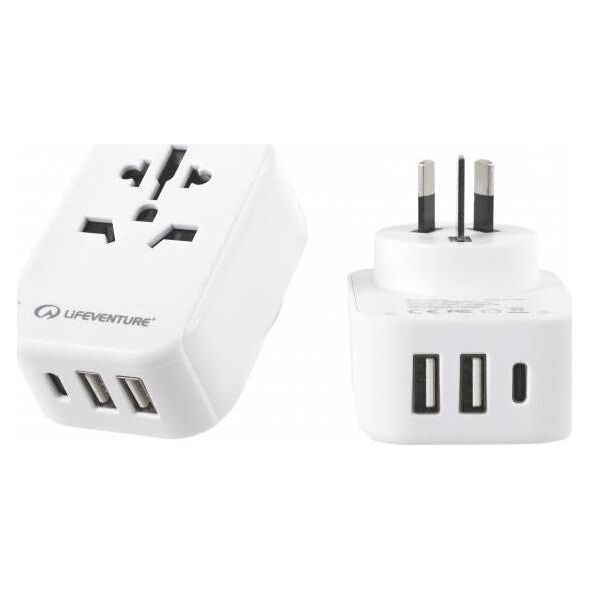Lifeventure Adapter podróżny z USB i USB-C LIFEVENTURE WORLD TO AUS/CHINA TRAVEL ADAPTOR Uniwersalny