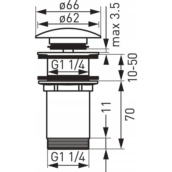 Ferro S285B-BL-B SPUST/KOREK KLIK-KLAK ROTONDO BEZ PRZELEWU DUŻY G5/4 CZARNY BLISTER FERRO // S.SPUST.KLIK-KLAK-F-S285B-BL-B
