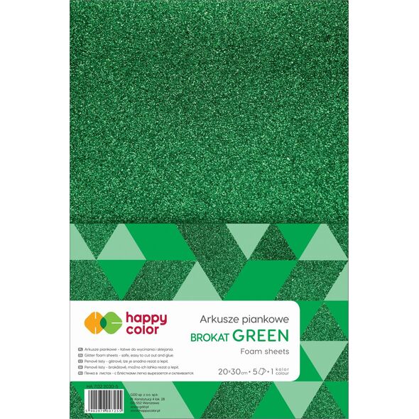 Happy Color Pianka Happy Color brokatowa 20x30 cm 5 ark Zielony