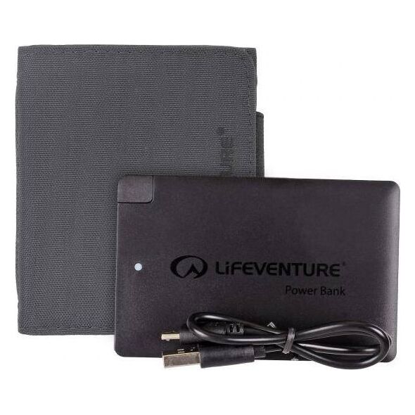 Lifeventure RFiD Charger Wallet with power bank, Recycled, Grey