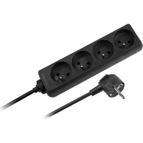 Rebel Przedłużacz sieciowy Rebel  czarny 4 gniazda bez przełącznika, kabel 5m (3x1,5mm)