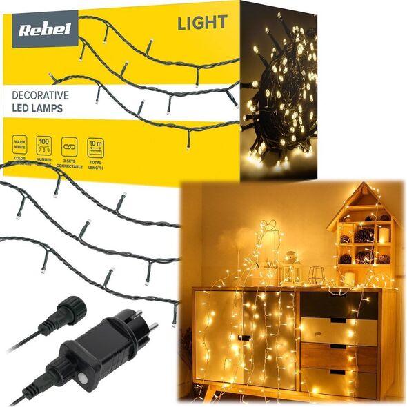 Lampki choinkowe Rebel 100 LED białe ciepłe