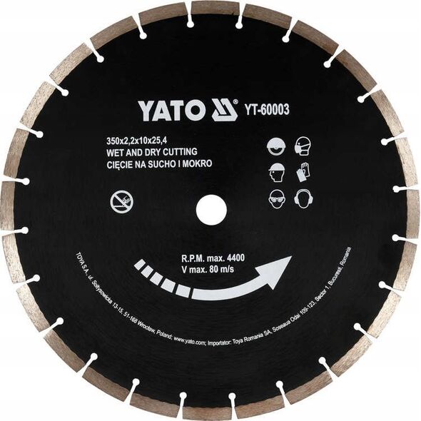 Yato YATO TARCZA DIAMENTOWA DO BETONU 350x25,4mm