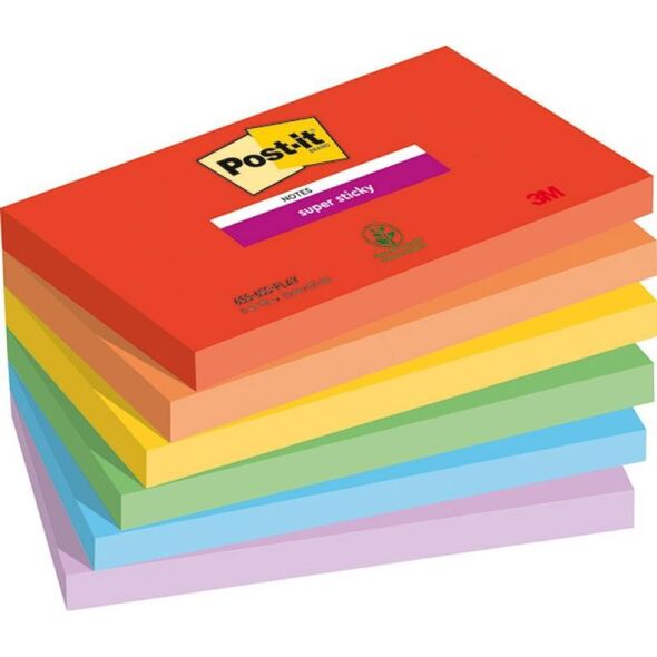 Post-It 3M Karteczki samoprzylepne Post-it® Super Sticky, PLAYFUL, 76x127mm, 6x90 kart.