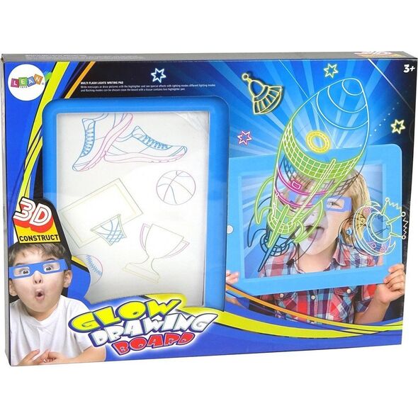 LeanToys Magiczna Podświetlana Tablica 3D Okulary Niebieska