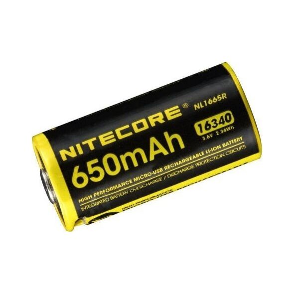 Nitecore Nitecore 16340 - 650mAh 3,6V - 3,7V NL1665R Li-ion z micro USB